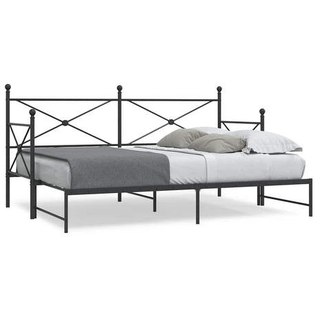 Vidaxl slaapbank met onderschuifbed zonder matras 90x200cm staal zwart