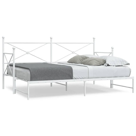 Vidaxl slaapbank met onderschuifbed zonder matras 90x200 cm staal wit