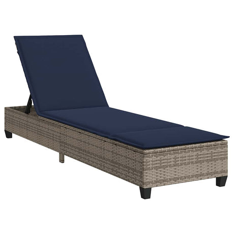 Vidaxl ligstoel met kussens grijs 55x200x25,5cm polyrotan