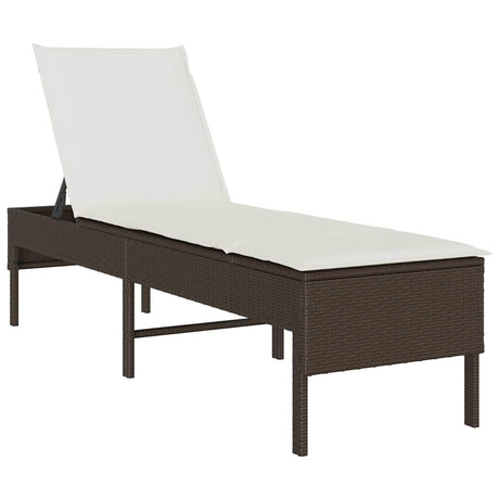 Vidaxl ligstoel met kussen bruin 55x200x44cm polyrotan