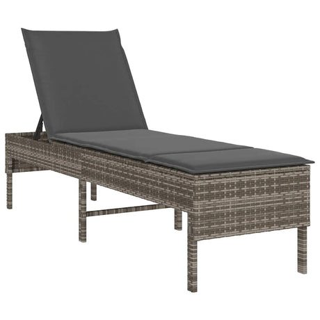 Vidaxl ligstoel met kussen grijs 55x200x44cm polyrotan