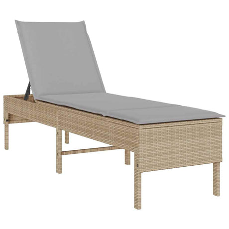 Vidaxl ligstoel met kussen beige 55x200x44cm polyrotan