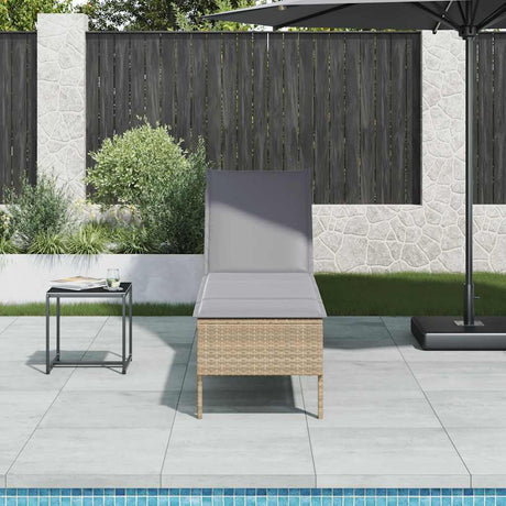 Vidaxl ligstoel met kussen beige 55x200x44cm polyrotan