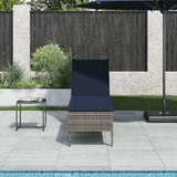 Vidaxl ligstoel met kussen grijs 55x200x44cm polyrotan