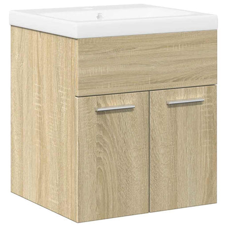Vidaxl 2-delige badkamermeubelset bewerkt hout sonoma eikenkleurig