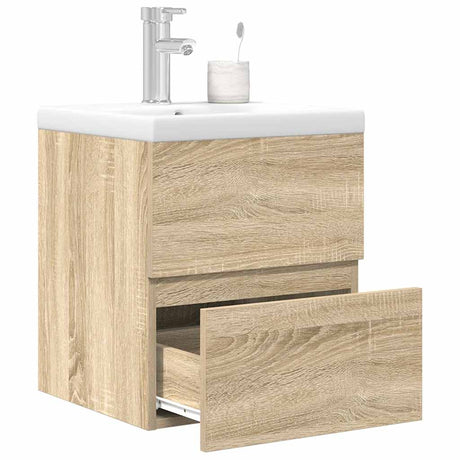 Vidaxl 2-delige badkamermeubelset bewerkt hout sonoma eikenkleurig