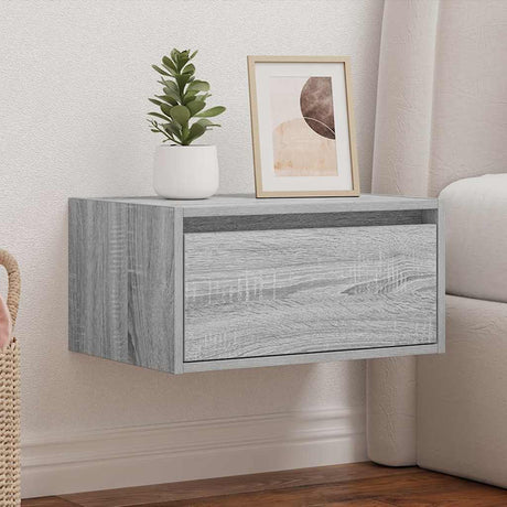 Vidaxl nachtkastje met led's wandgemonteerd grijs sonoma eikenkleurig