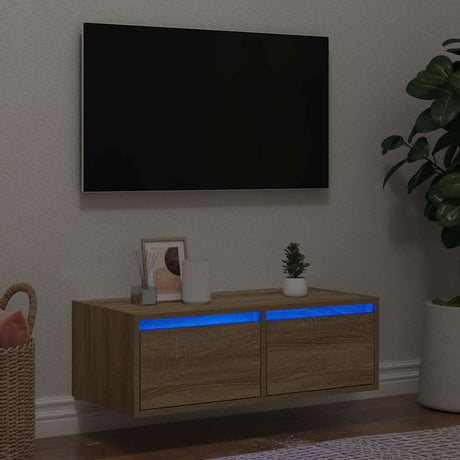 Vidaxl tv-meubel met led-verlichting 75x35,5x25 cm sonoma eikenkleurig