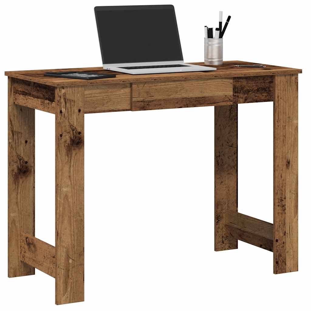 Vidaxl bureau 100x45x75 cm bewerkt hout oud houtkleurig
