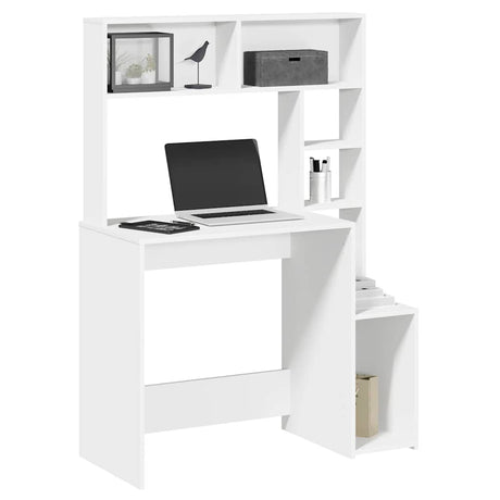 Vidaxl bureau met schappen 100x45x140 cm bewerkt hout wit