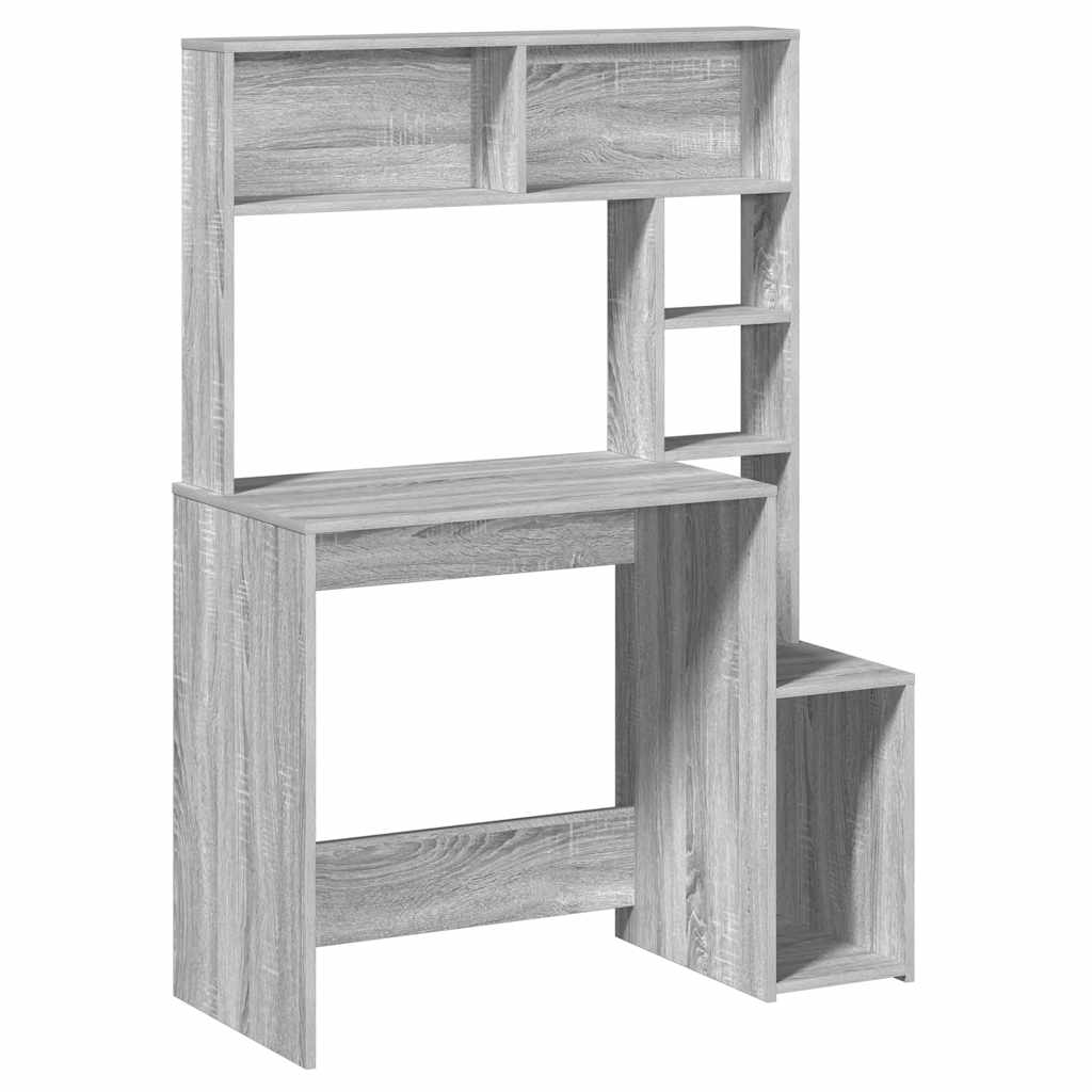 Vidaxl bureau met schappen 100x45x140 cm bewerkt hout grijs sonoma