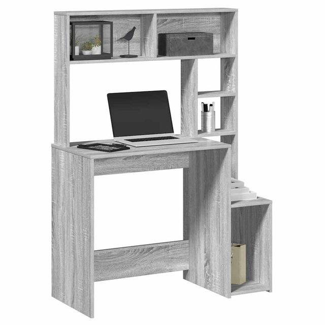 Vidaxl bureau met schappen 100x45x140 cm bewerkt hout grijs sonoma