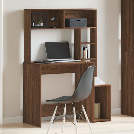 Vidaxl bureau met schappen 100x45x140 cm bewerkt hout bruineikenkleur