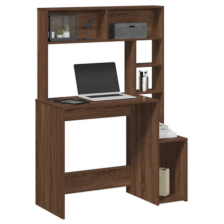 Vidaxl bureau met schappen 100x45x140 cm bewerkt hout bruineikenkleur