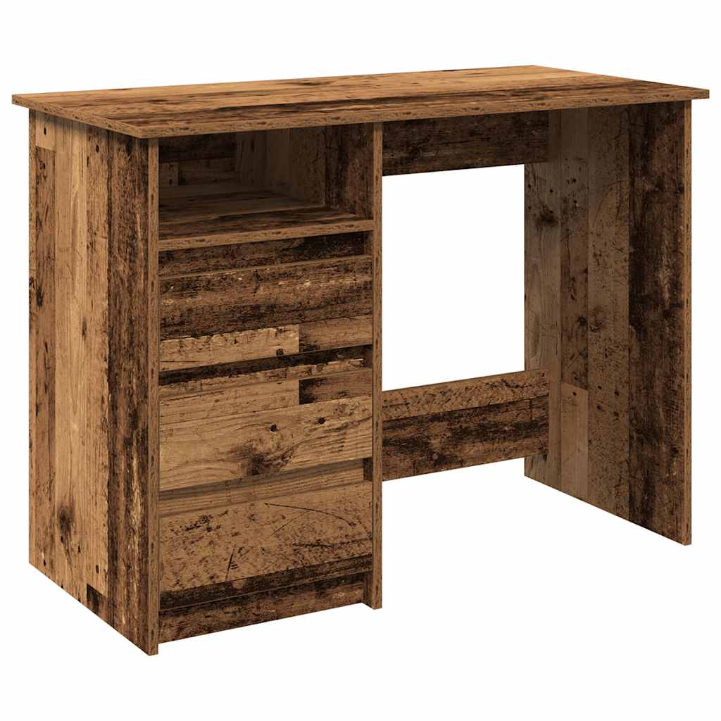 Vidaxl bureau 102x50x75 cm bewerkt hout oud houtkleurig