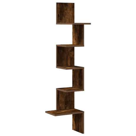 Vidaxl hoekwandschap 32x32x127,5 cm bewerkt hout gerookt eikenkleurig
