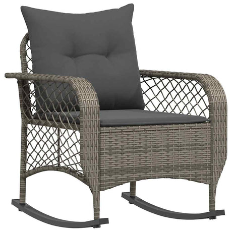 Vidaxl tuinschommelstoel met kussens poly rattan grijs
