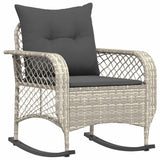 Vidaxl tuinschommelstoel met kussens poly rattan lichtgrijs