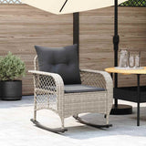 Vidaxl tuinschommelstoel met kussens poly rattan lichtgrijs
