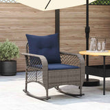 Vidaxl tuinschommelstoel met kussens poly rattan grijs