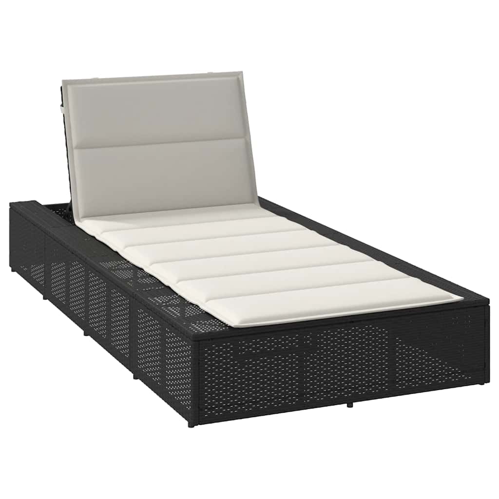 Vidaxl ligbed met zwevend kussen poly rattan zwart