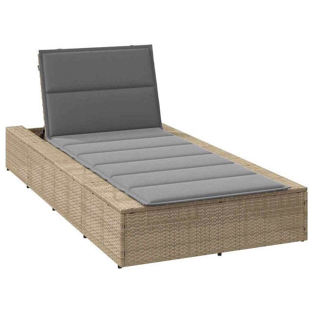 Vidaxl ligbed met zwevend kussen poly rattan beige