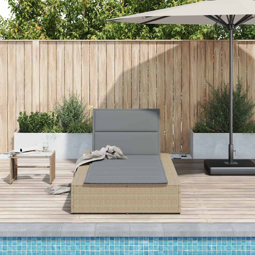 Vidaxl ligbed met zwevend kussen poly rattan beige