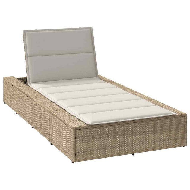 Vidaxl ligbed met zwevend kussen poly rattan beige