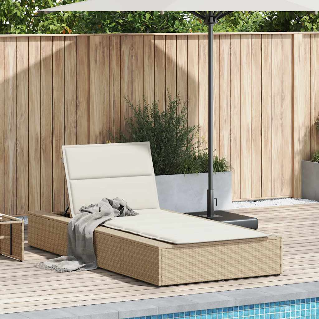 Vidaxl ligbed met zwevend kussen poly rattan beige