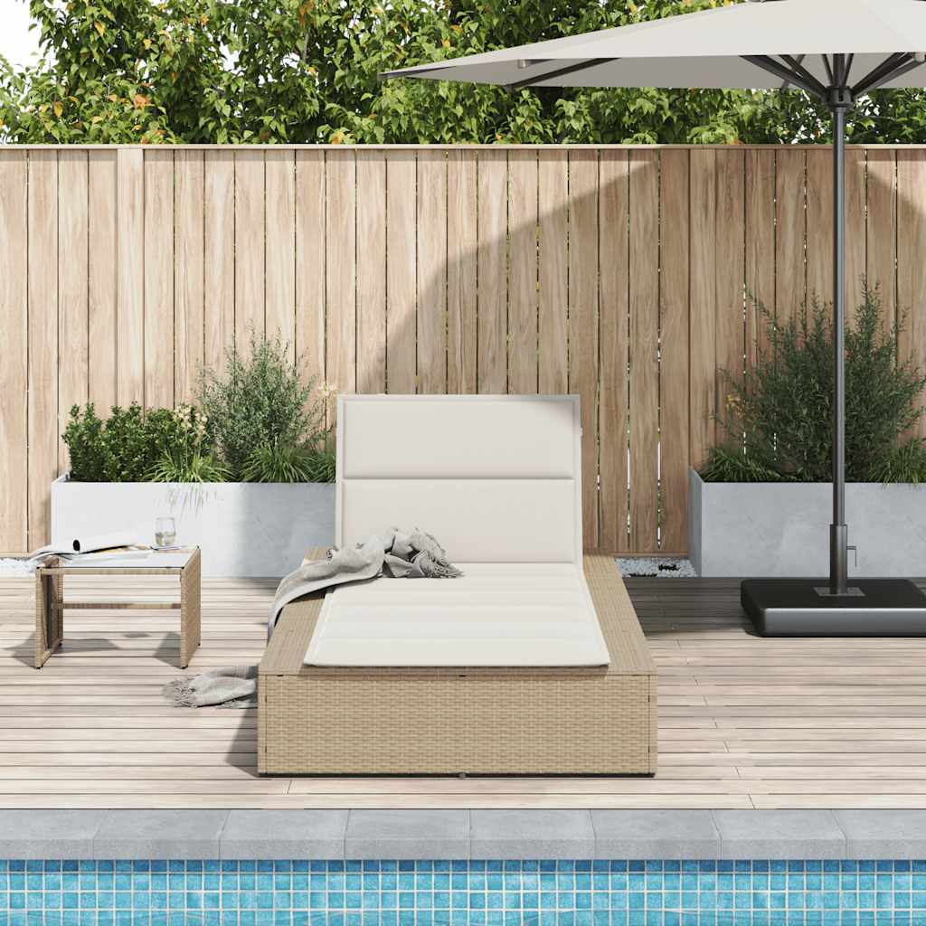 Vidaxl ligbed met zwevend kussen poly rattan beige