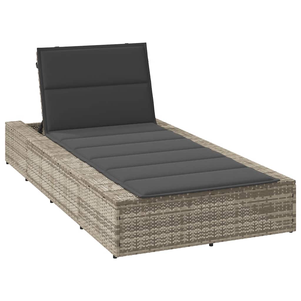 Vidaxl ligbed met zwevend kussen poly rattan lichtgrijs