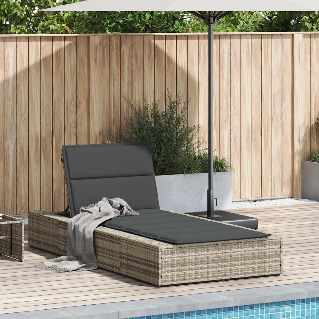Vidaxl ligbed met zwevend kussen poly rattan lichtgrijs