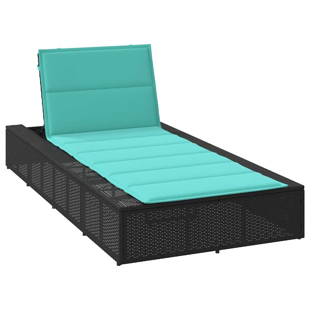 Vidaxl ligbed met zwevend kussen poly rattan zwart