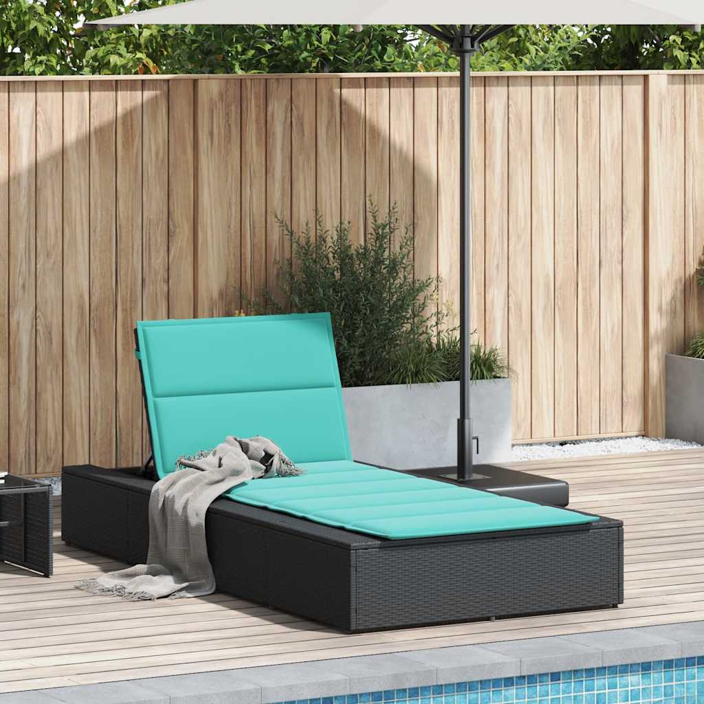 Vidaxl ligbed met zwevend kussen poly rattan zwart
