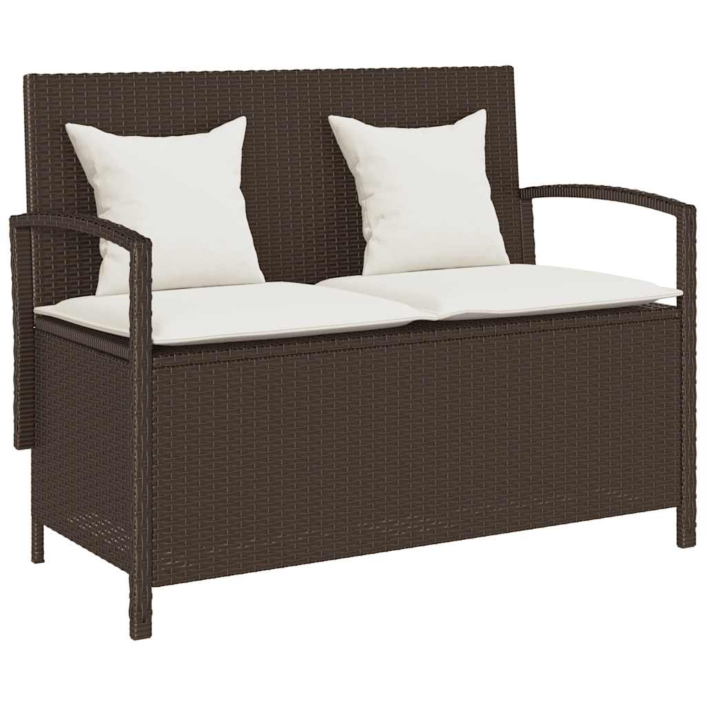Vidaxl tuinbank met kussen poly rattan bruin