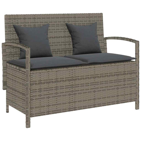 Vidaxl tuinbank met kussen poly rattan grijs