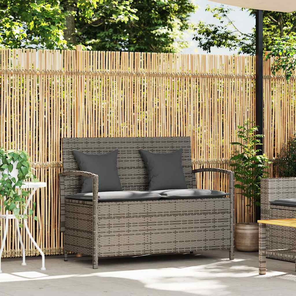 Vidaxl tuinbank met kussen poly rattan grijs