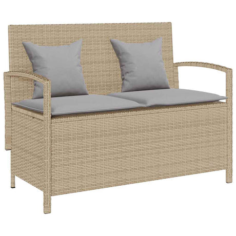 Vidaxl tuinbank met kussen poly rattan beige