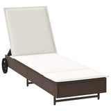 Vidaxl ligbed met wielen en kussen poly rattan bruin