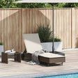 Vidaxl ligbed met wielen en kussen poly rattan bruin