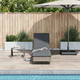 Vidaxl ligbed met wielen en kussen poly rattan grijs