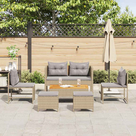 Vidaxl tuinbankenset 6 st beige en licht grijs poly rattan