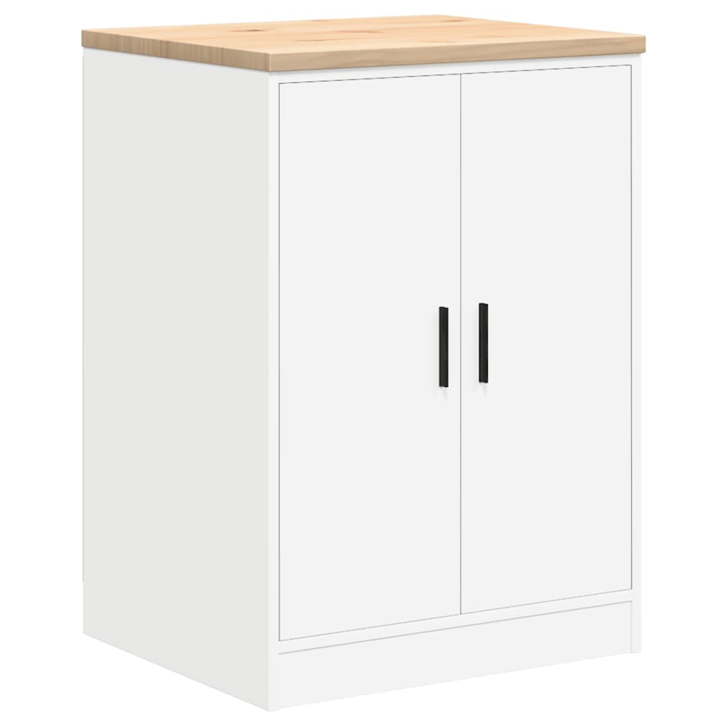 Vidaxl garagekast 60x51x85 cm massief grenenhout wit