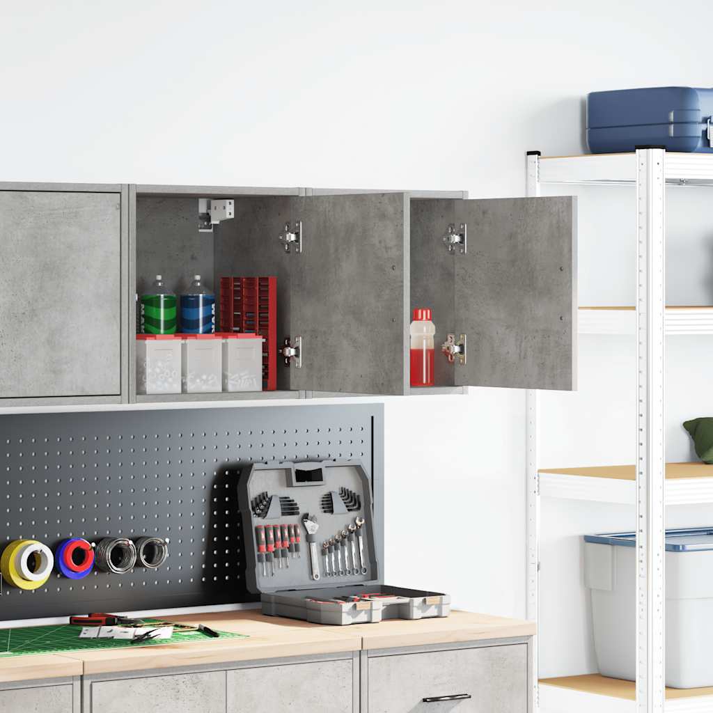 Vidaxl garagewandkasten 2 st bewerkt hout betongrijs