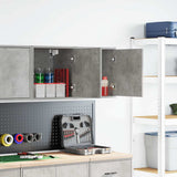 Vidaxl garagewandkasten 2 st bewerkt hout betongrijs