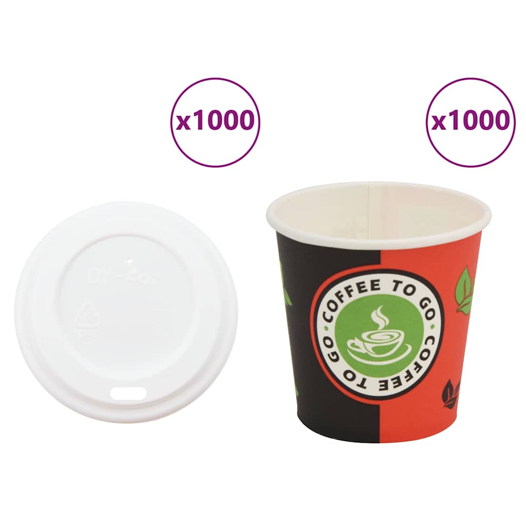 Vidaxl papieren koffiekopjes met deksel 1000 st 4oz 120 ml