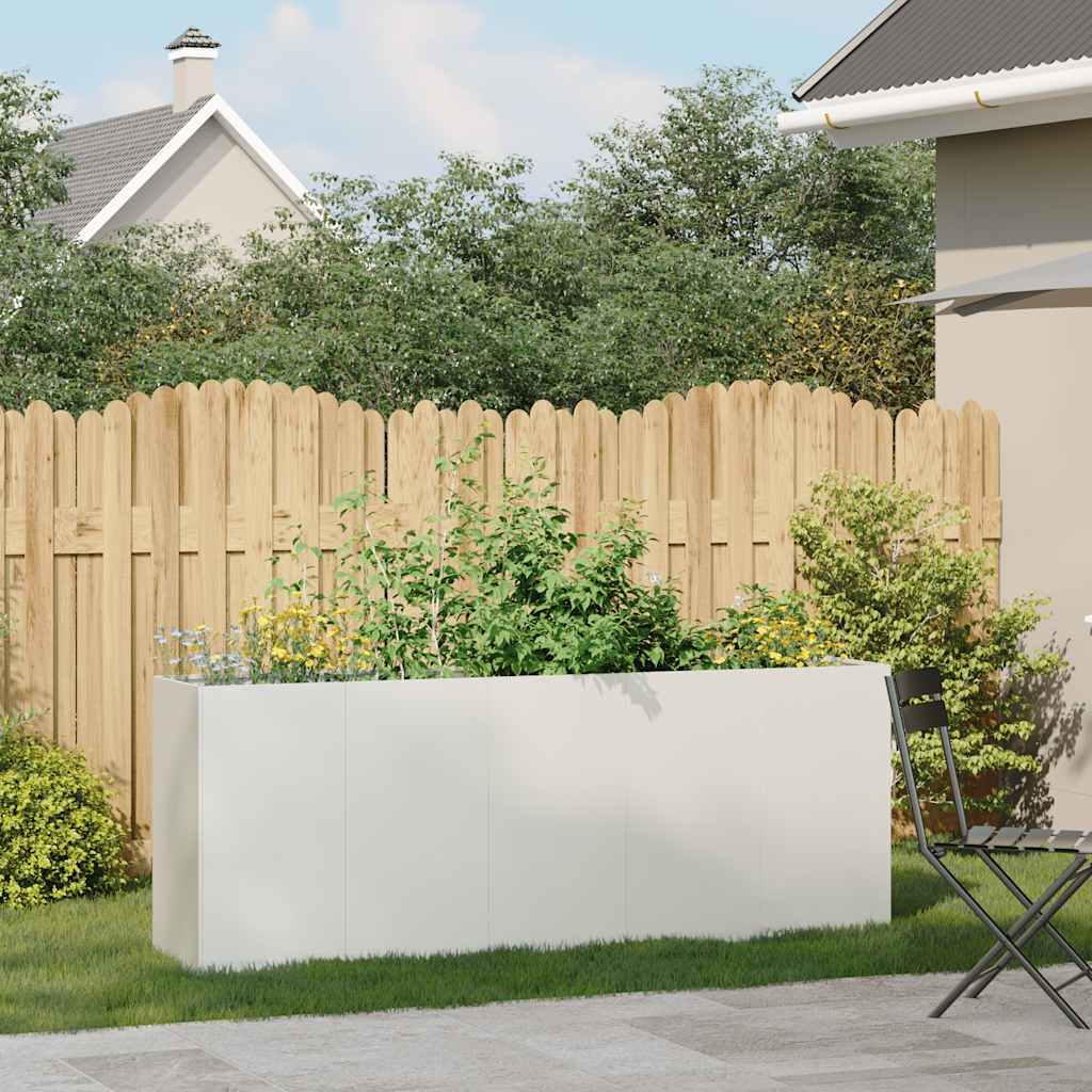 Vidaxl plantenbak 200x40x80 cm koudgewalst staal wit