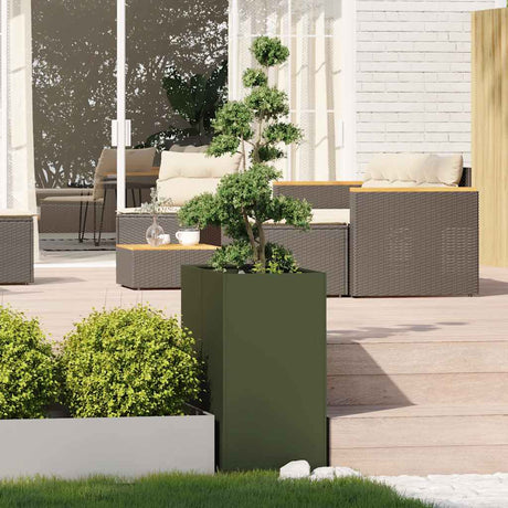 Vidaxl plantenbak 40x80x80 cm staal olijfgroen