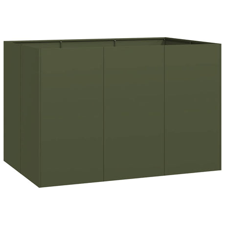 Vidaxl plantenbak 120x80x80 cm staal olijfgroen