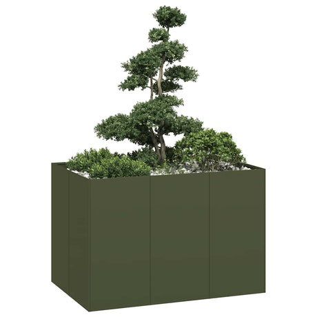 Vidaxl plantenbak 120x80x80 cm staal olijfgroen